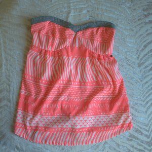 Bundle ✨2/$15 Roxy Strapless Top | Peach and White | Ruched Back